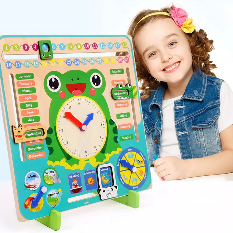 Montessori Wooden Frog Clock Toys