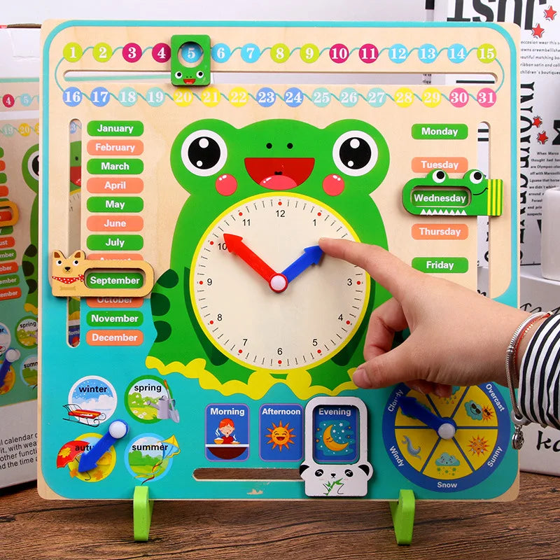 Montessori Wooden Frog Clock Toys