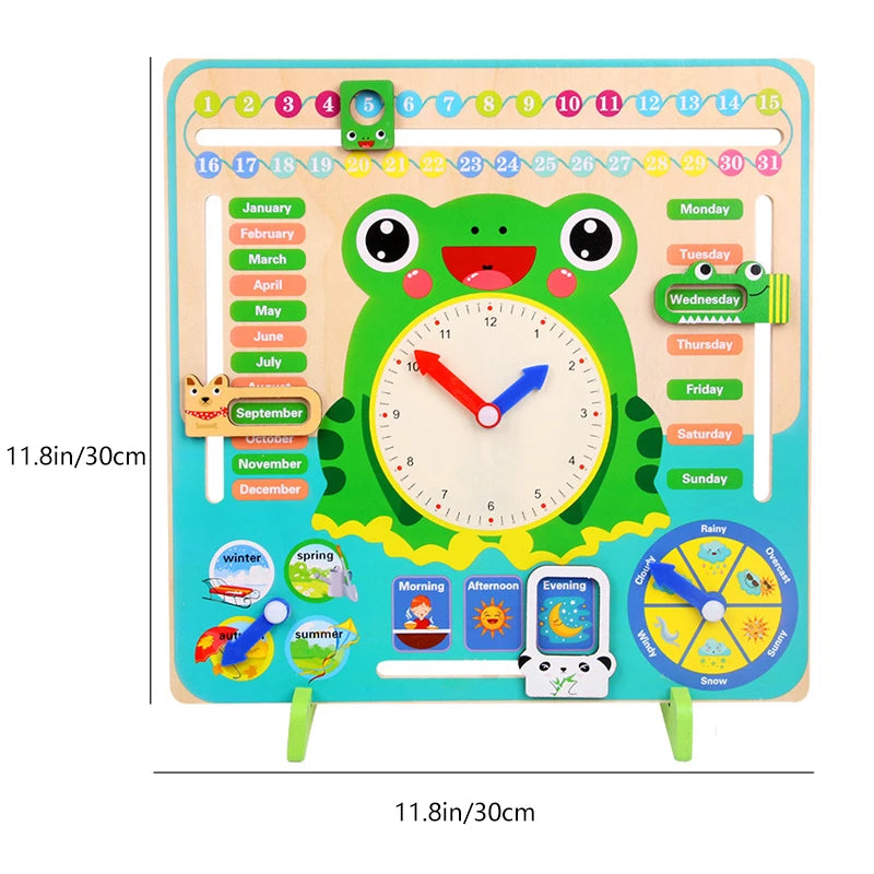 Montessori Wooden Frog Clock Toys